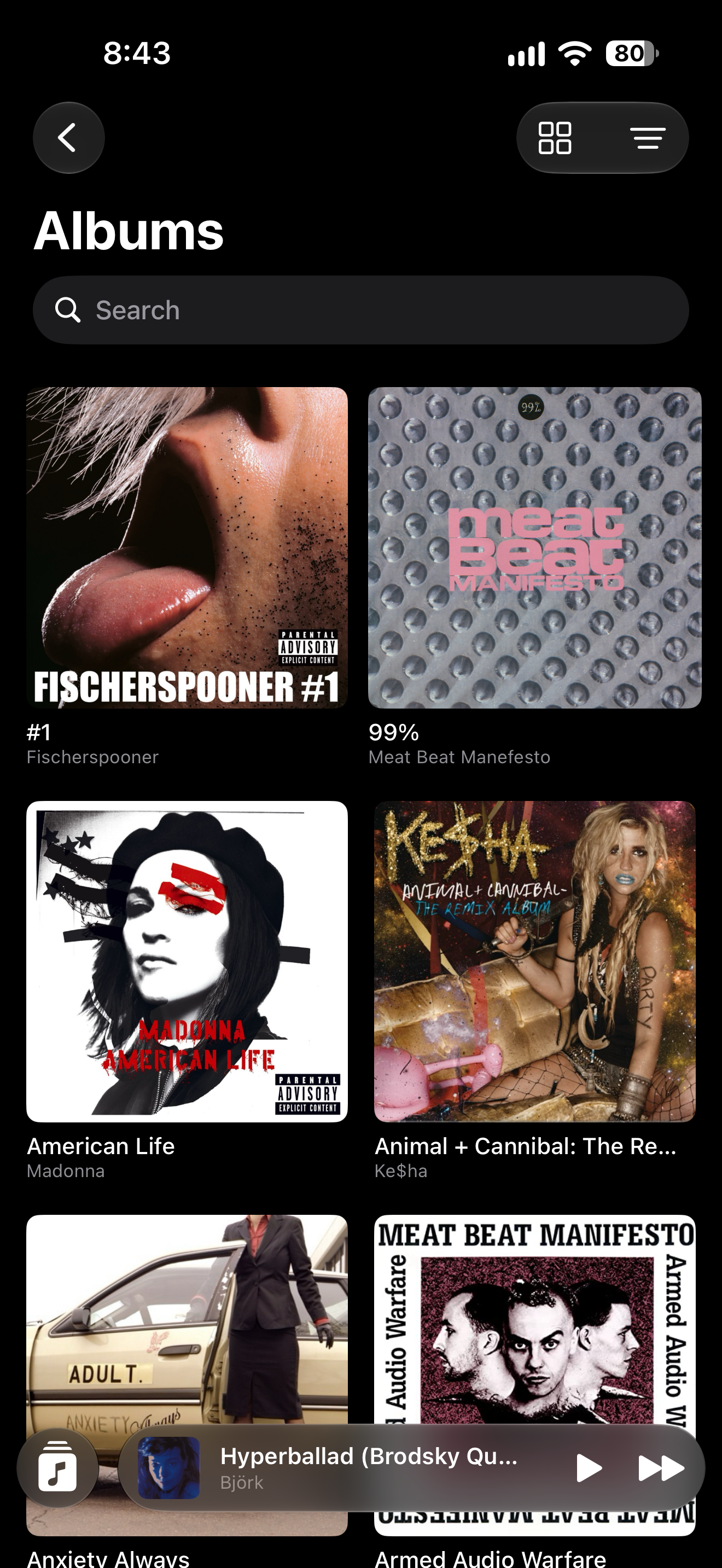 Albums grid
