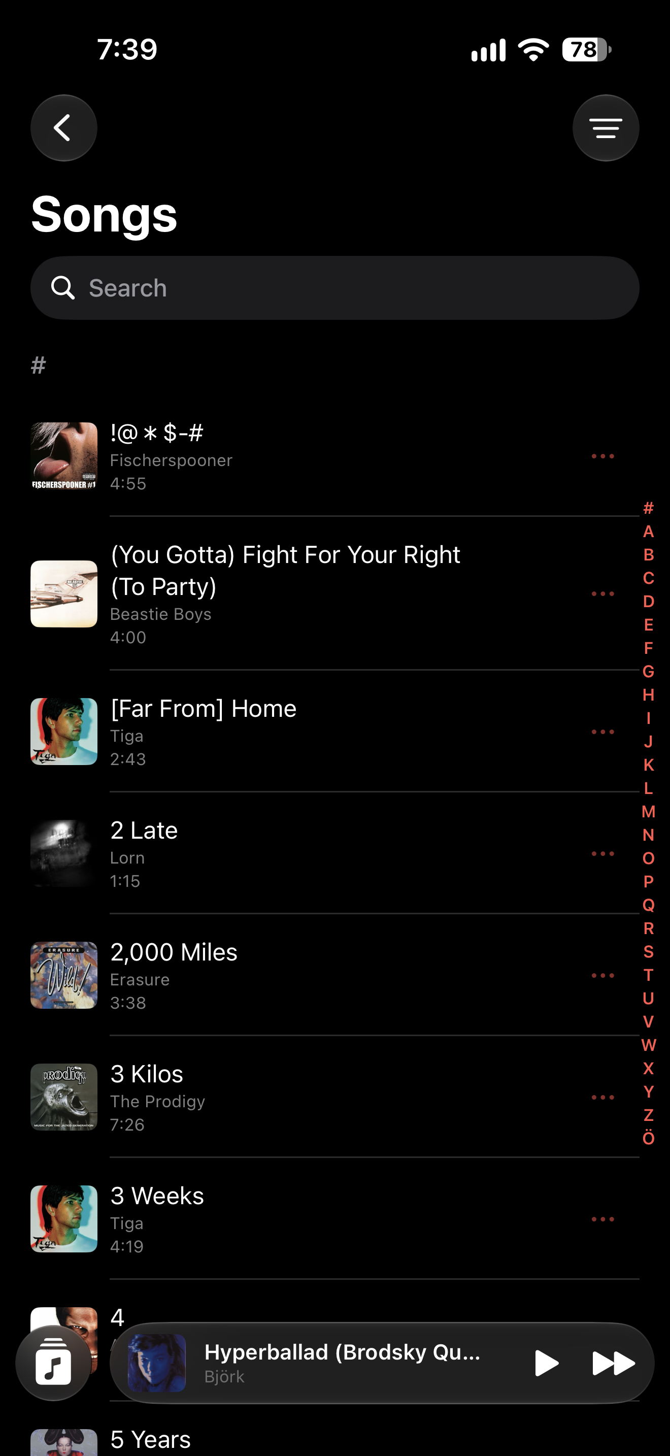 Albums list